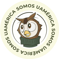 Sello institucional Somos UAmérica con la mascota oficial de la Universidad de América