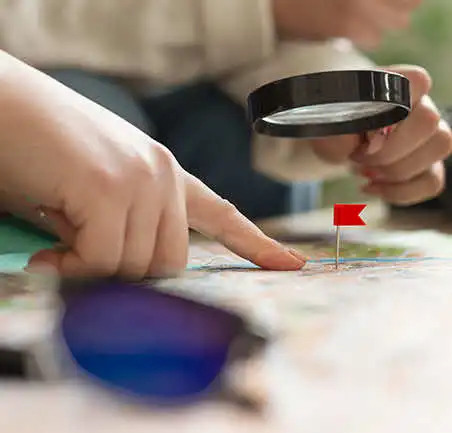 Detalle de un mapa con punto de referencia en la Especialización en Planeación Territorial de la Universidad de América