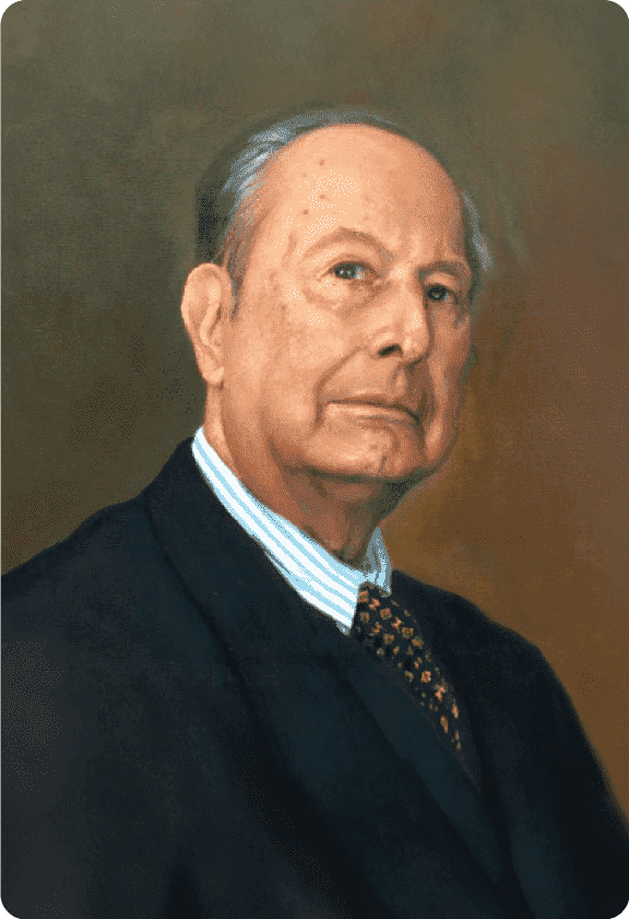 Retrato del fundador de la Universidad de América en Bogotá.