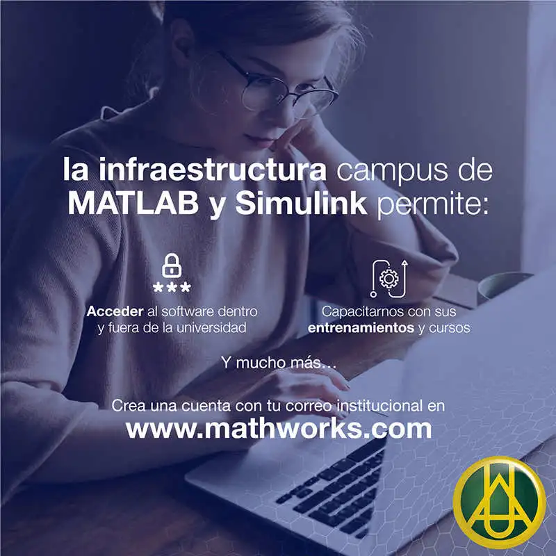 Estudiante de la Universidad de América accediendo a MATLAB y Simulink a través de su laptop con cuenta institucional.