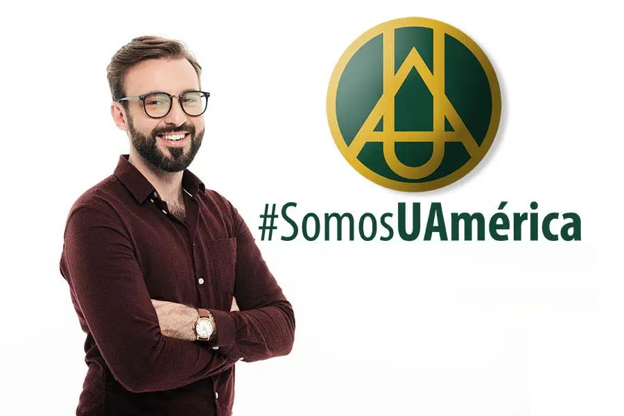 Colaborador de la Universidad de América junto al logo institucional y el mensaje Somos UAmérica
