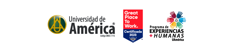 Logos de la Universidad de América, Great Place to Work y Programa de Experiencias Humanas