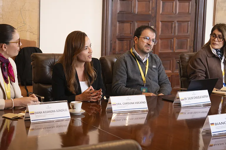 Representantes de la Universidad de América, el DAAD y entidades colombianas durante el encuentro sobre cooperación científica, investigación e internacionalización entre Colombia y Alemania.